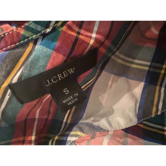 J. Crew Snowy Stewart Tartan Plaid Poplin Wm S Smocked Puff Sleeve Holiday Shirt - Picture 5 of 10